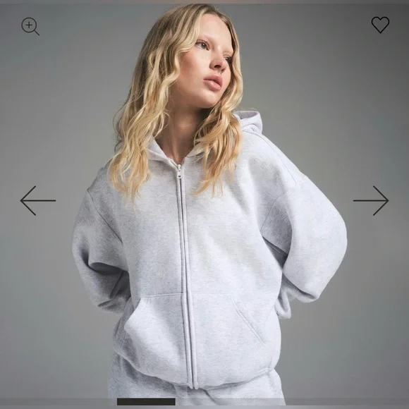 SKIMS Cotton Fleece Classic Zip Hoodie in Light Heather Gray - Picture 2 of 7